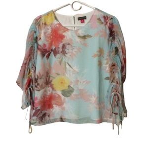 VINCE CAMUTO Vibrant Watercolor SPRING Blouse Size MEDIUM
